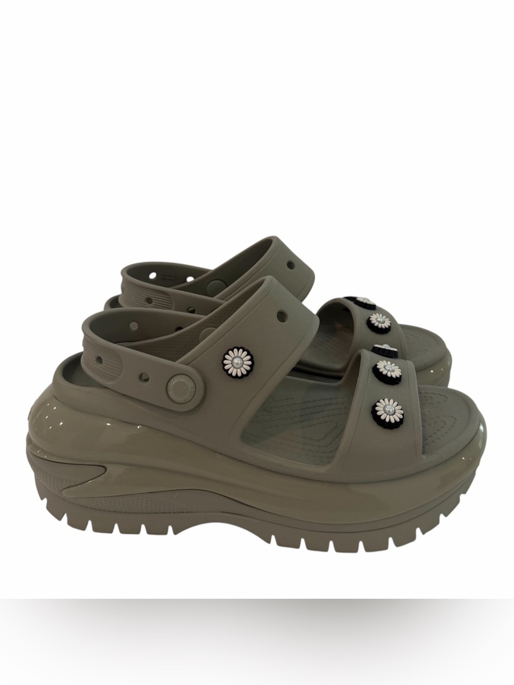 Crocs Mega Crush Grey Platform Sandals Rare Women's 7 Men's 5